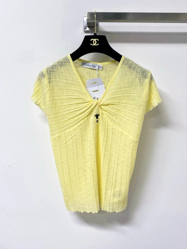 CD 2026 Short-Sleeve T-Shirt V-neck Top Subtle Front Twist Detail Tencel 487973
