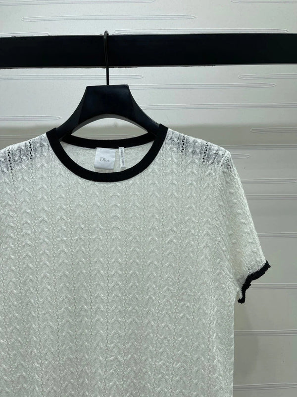Dior 2026 Cable Knit Textured Short-Sleeve T-Shirt Wool 48244