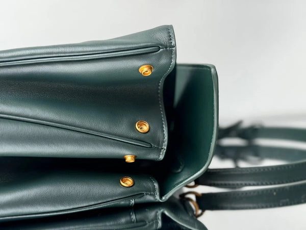 Sac Balenciaga Medium 35 Cuir de Veau Vert Foncé Métal Doré
