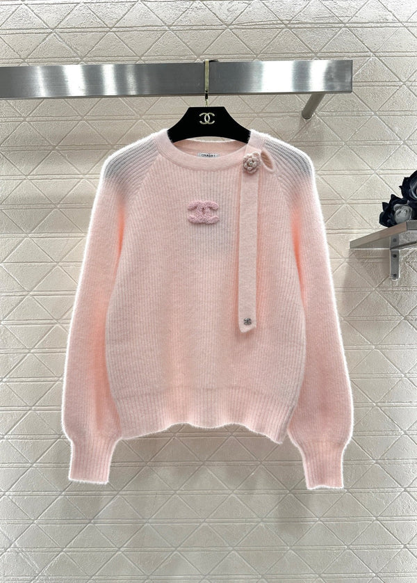 CC 26 Pull en Cachemire avec Broche Épi de Blé en Perles Logo 807115
