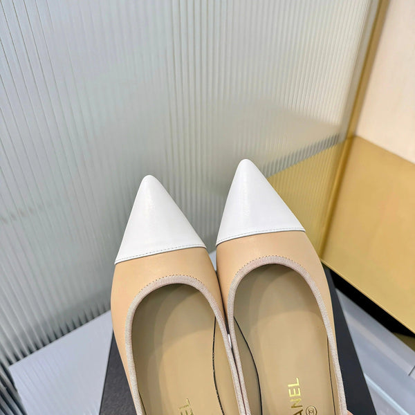 Chaussures plates CC 2026, agneau beige et blanc, 668125