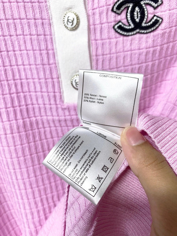 CC 2026 Pink Sleeveless Knit Polo Top Tencel 310323
