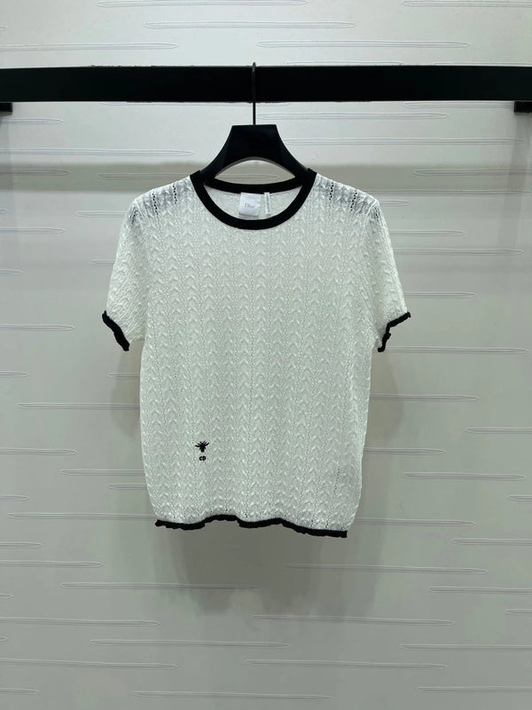 Dior 2026 Cable Knit Textured Short-Sleeve T-Shirt Wool 48244