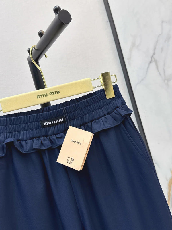 Miu 2026 Elastic Waist Straight Leg Pants Polyester 435240