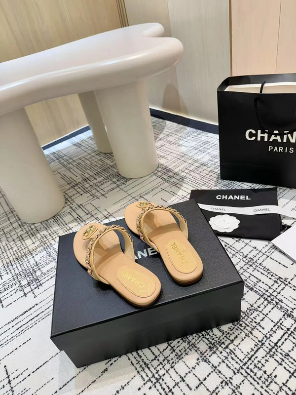 CC 2026 Thong Sandals Calfskin Chain 790087
