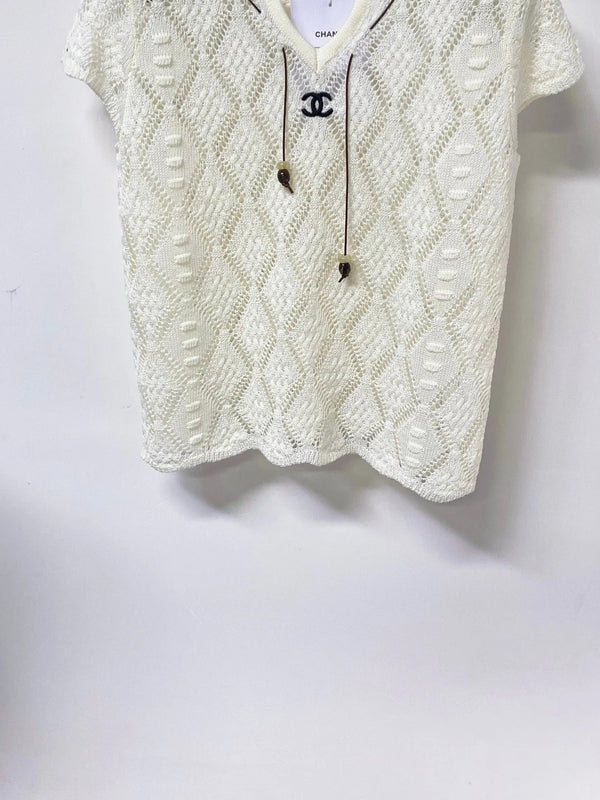 CC 2026 Hollow-Out Knit Top Drawstring Laine Wool 479951
