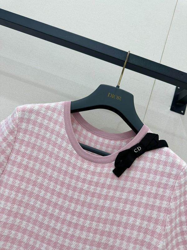 CD 2026 Checkered Knit Dress Pink Viscose 392531