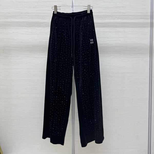 Miumiu 2026 Pantalon brodé de strass Soie Viscose 356809