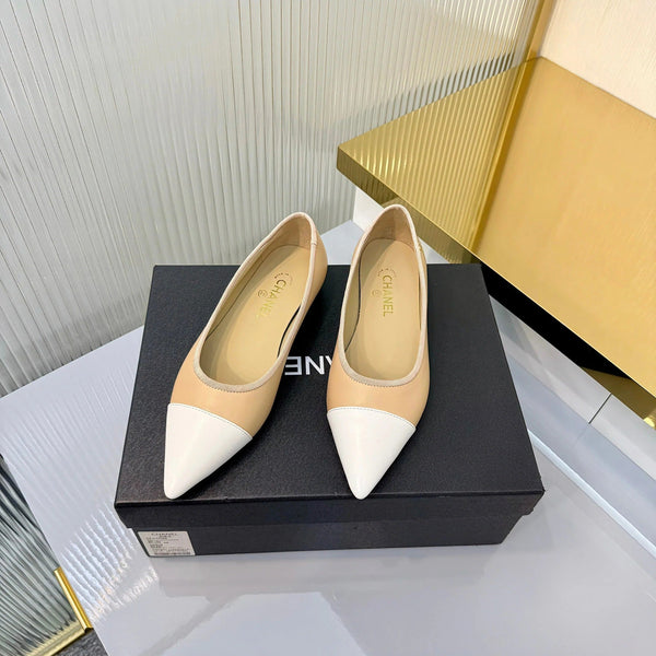 Chaussures plates CC 2026, agneau beige et blanc, 668125