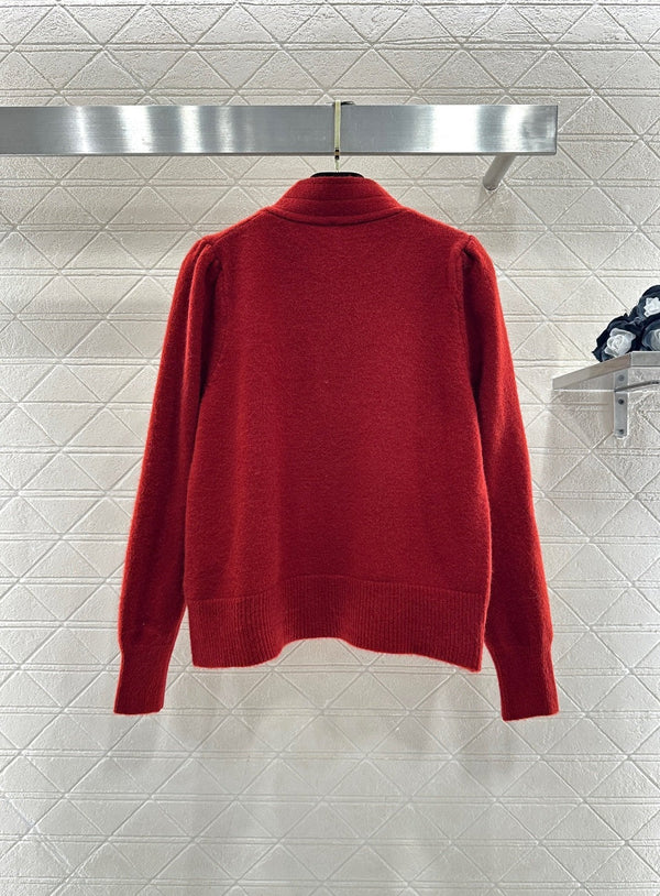 CC 26 Cardigan en maille à nœud rouge Laine 329957