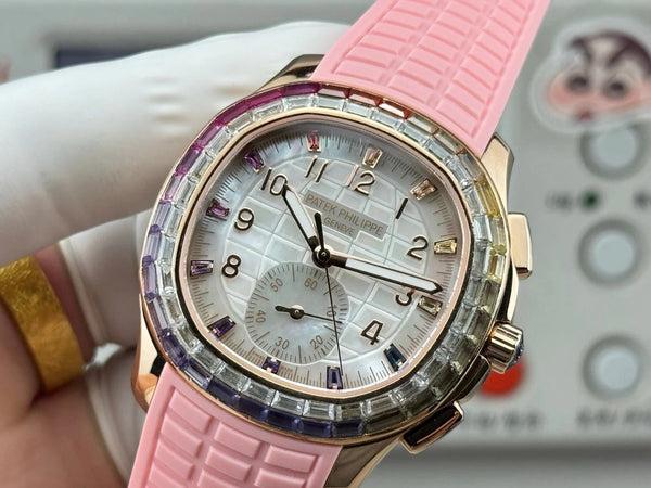 Patek Philippe Aquanaut Luce “Rainbow” Chronograph 40mm Pink Rubber Strap