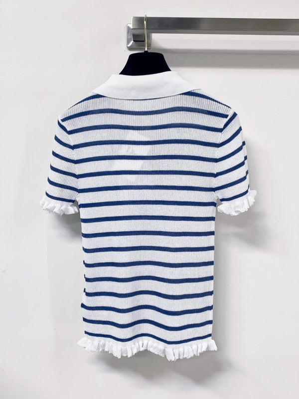 CD 2026 Stripes Polo Knitted Short-Sleeve Shirt Tencel 479853