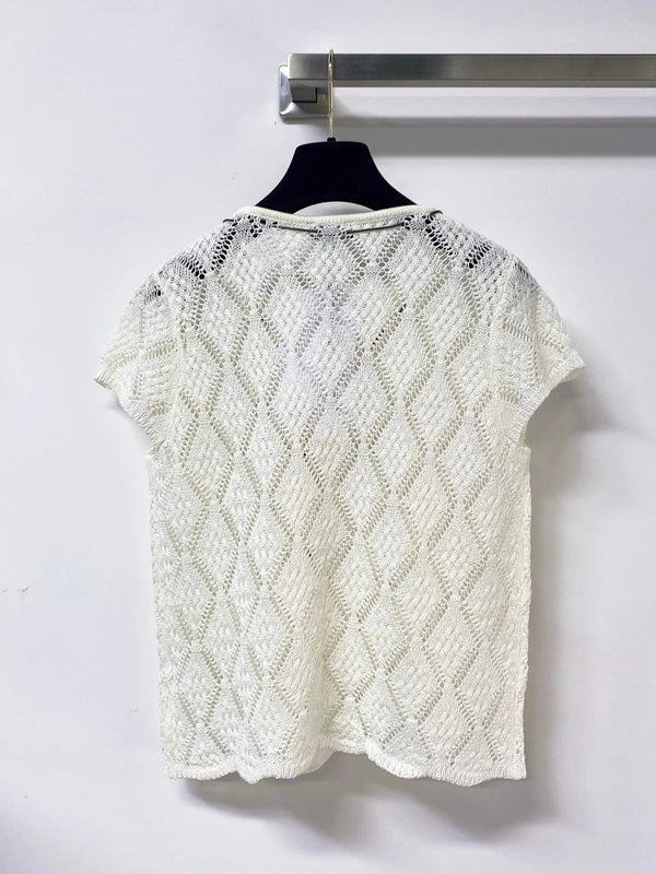 CC 2026 Hollow-Out Knit Top Drawstring Laine Wool 479951