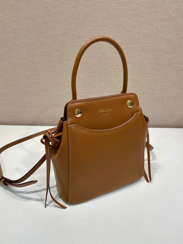 Prada 2026 Carry Bag 21cm Black White Brown Calfskin 351841