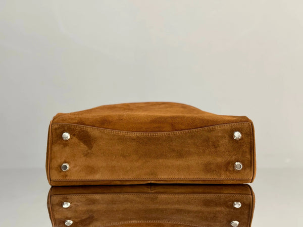 Sac moyen Balenciaga 35 Daim Marron Camel Métal Argenté