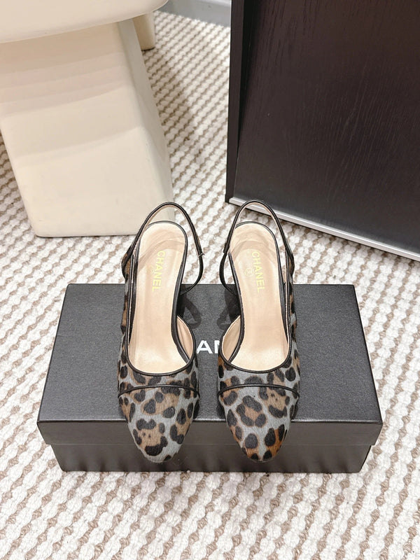 Escarpins à bride arrière CC 26s Noir Bleu Léopard Cuir 652653