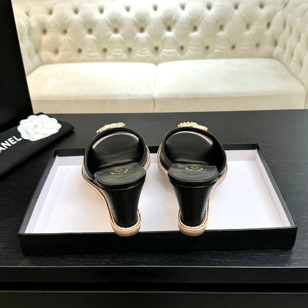 CC 2026 Wedge Sandals 65 Black Lambskin 667766