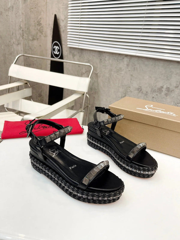 CL 2026 Pyraclou 60mm Wedge Sandals Leather 784246
