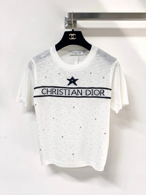 CD 2026 Star and Logo Knit T-shirt Tencel 405697