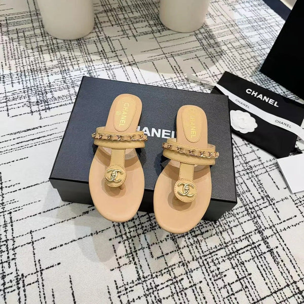CC 2026 Thong Sandals Calfskin Chain 790087