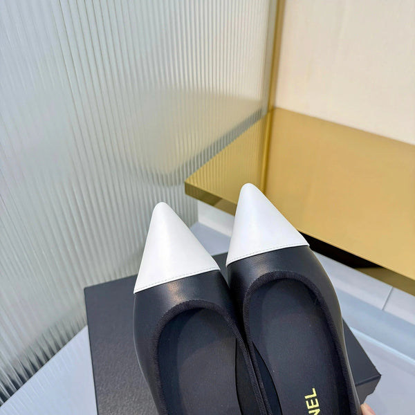 CC 2026 Ballerines Noir Blanc Cuir d'agneau 668124