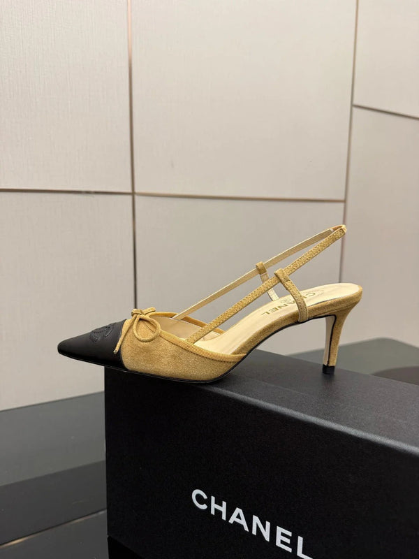 CC 26s Escarpins à bride arrière 65 Daim marron noir Cuir de vachette 651327