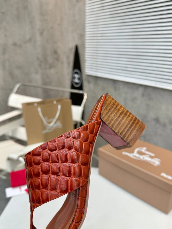 CL 2026 Tongamule Sandals 70mm Croc-Embossed Leather 780399