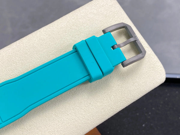 IWC Pilot 40mm Black Dial Gray Case Turquoise Rubber Strap
