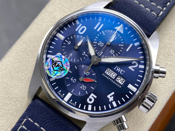 IWC Pilot's Chronograph 41 Blue Dial Steel Case Leather Strap