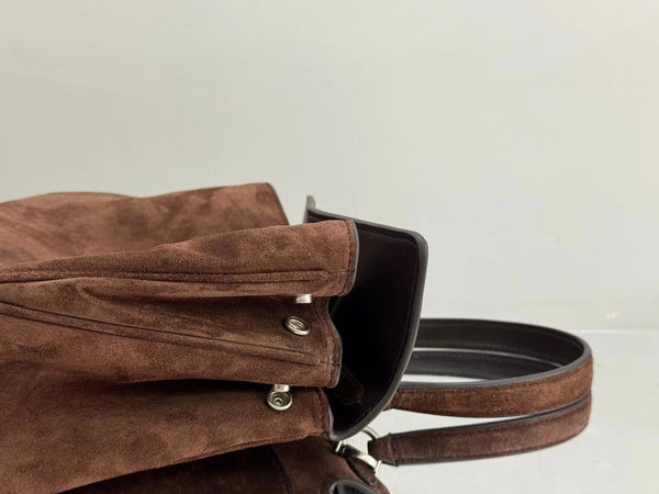 Balenciaga Large Small Bag 29 Coffee Brown Suede Sliver Hardware