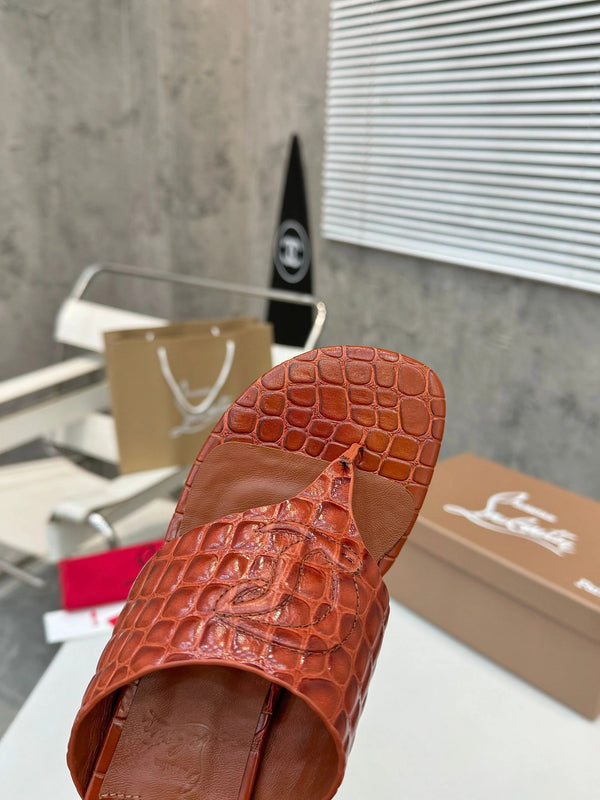 CL 2026 Tongamule Sandals 70mm Croc-Embossed Leather 780399