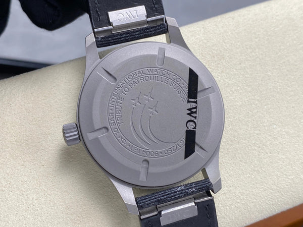 IWC Pilot 40mm Black Dial Gray Case Woven Fabric Strap