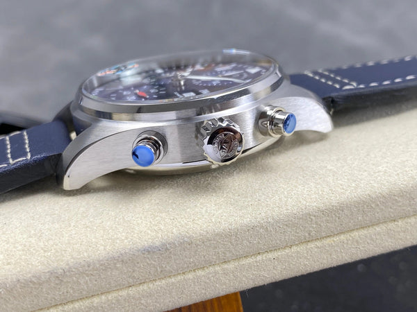 IWC Pilot's Chronograph 41 Blue Dial Steel Case Leather Strap
