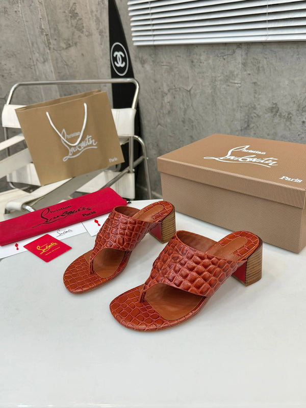 CL 2026 Tongamule Sandals 70mm Croc-Embossed Leather 780399
