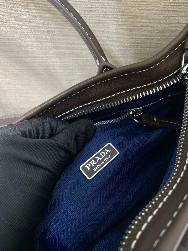 Prada 2026 Bonnie Bag 38cm Blue Brown Denim Leather 351797