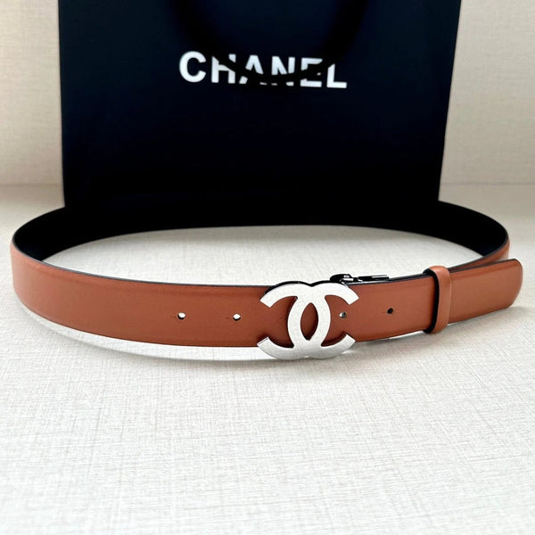 CINTURA CC 30MM IN PELLE DI VITELLO BRONZO MARRONE E NERO CON FERRAMENTA IN ARGENTO