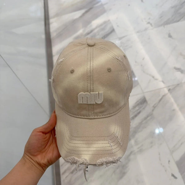 CAPPELLINO DA BASEBALL MM IN TESSUTO BEIGE CHIARO EFFETTO ANTIQUATO, STILE 3