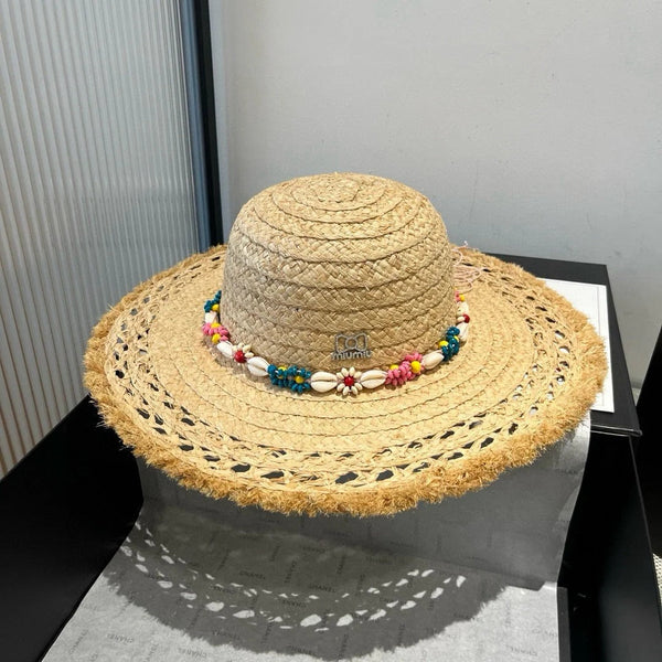 CAPPELLO DI PAGLIA MM BEACH IN BEIGE CON DECORAZIONI A TEMA MARINO