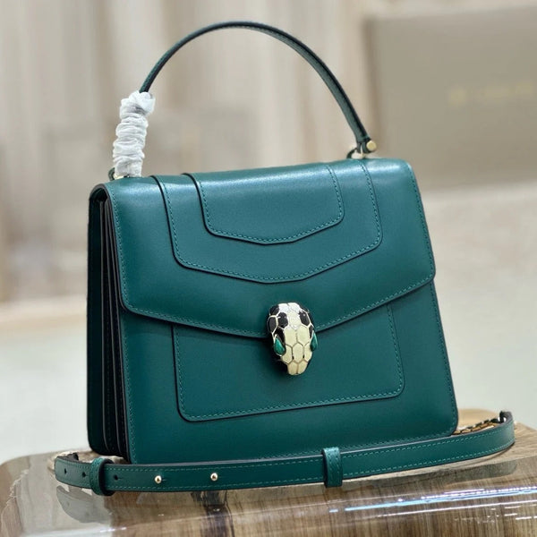 Bvlgari 2025 Sac Serpenti Forever 18 cm en cuir de veau vert émeraude