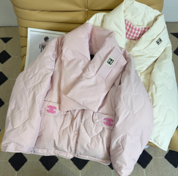 CC 26 Veste deux pièces rose et crème en duvet de polyester 390426