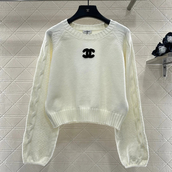 Pull ras-du-cou raglan en laine blanc CC 26 331351