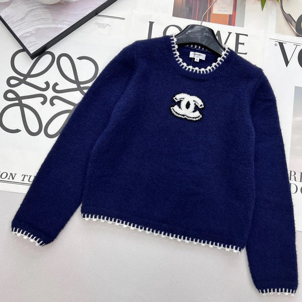 CC 26 Pull en maille bleu marine Laine Cachemire 785142