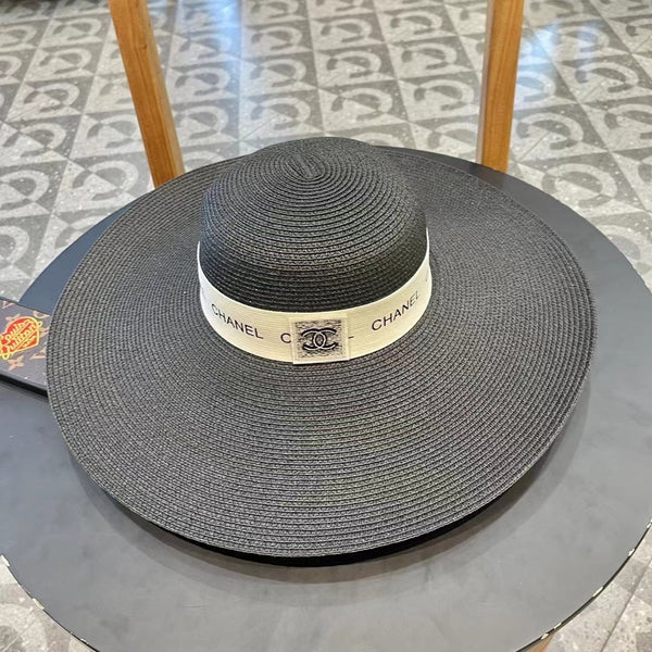 CAPPELLO DI PAGLIA A TESA LARGA NERO 672709