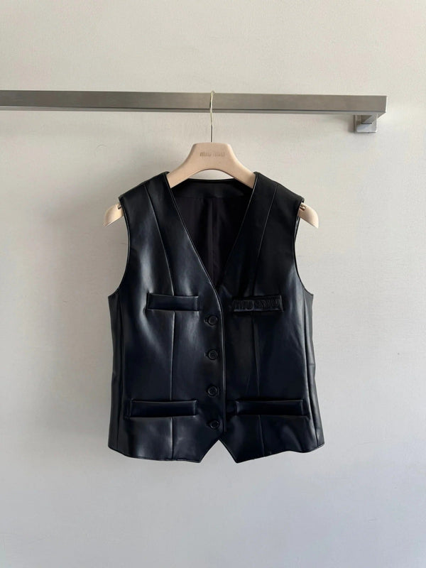 GILET EN CUIR MIUMIU STYLE 728