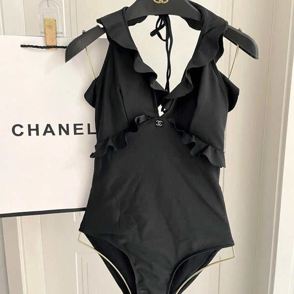 CC BIKINI COSTUME DA BAGNO NERO CON BORDI A VOLANT 622180