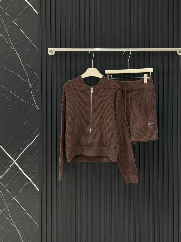ALO KNIT CARDIGAN & SHORTS SET STYLE 34