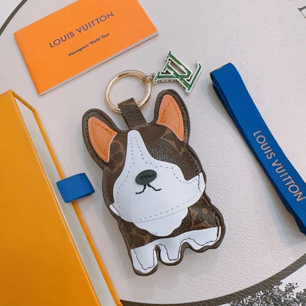 LV Brown Dog Bag Charm