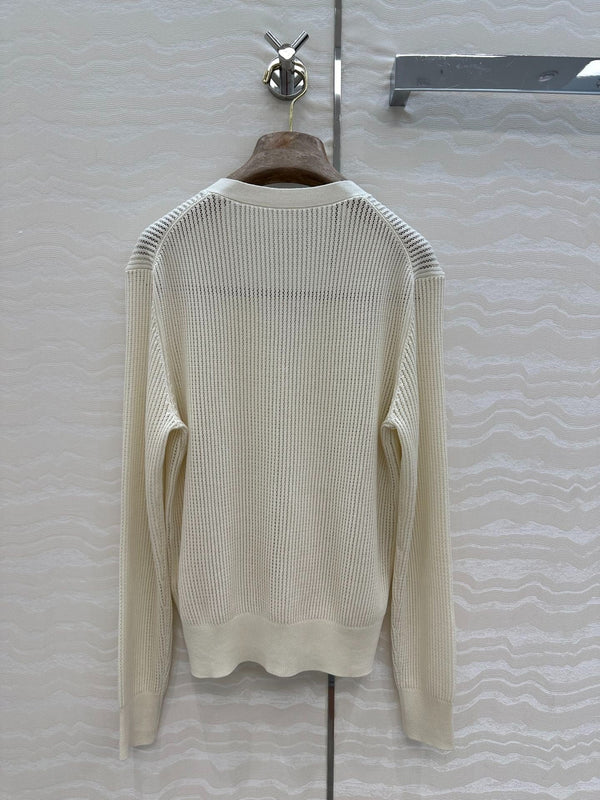 CARDIGAN IN MAGLIA CON SCOLLO A V LP CREMA