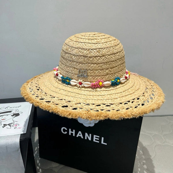 CAPPELLO DI PAGLIA MM BEACH IN BEIGE CON DECORAZIONI A TEMA MARINO