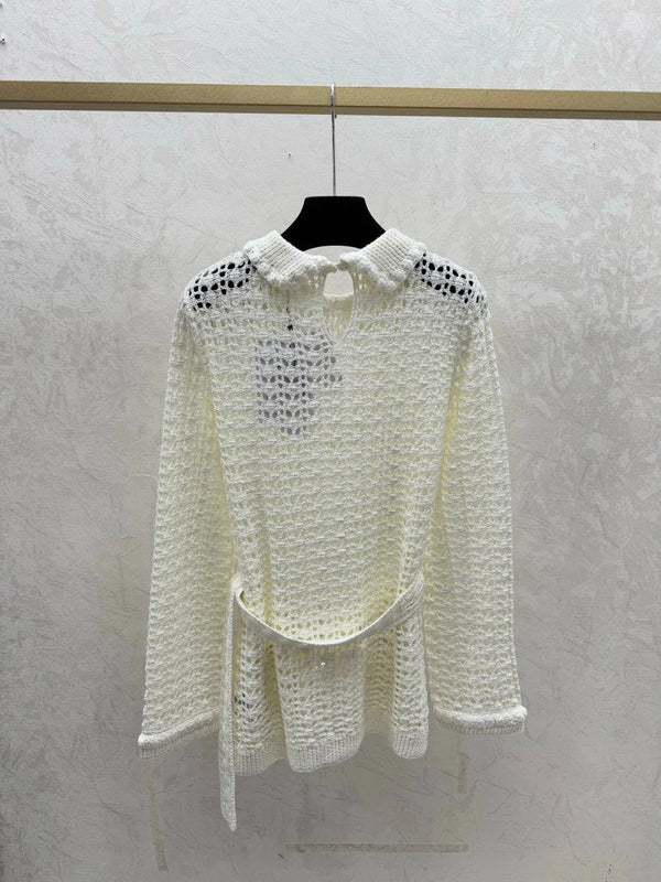 PULL AJOURÉ À NŒUD À LA TAILLE CHANEL 25S 528